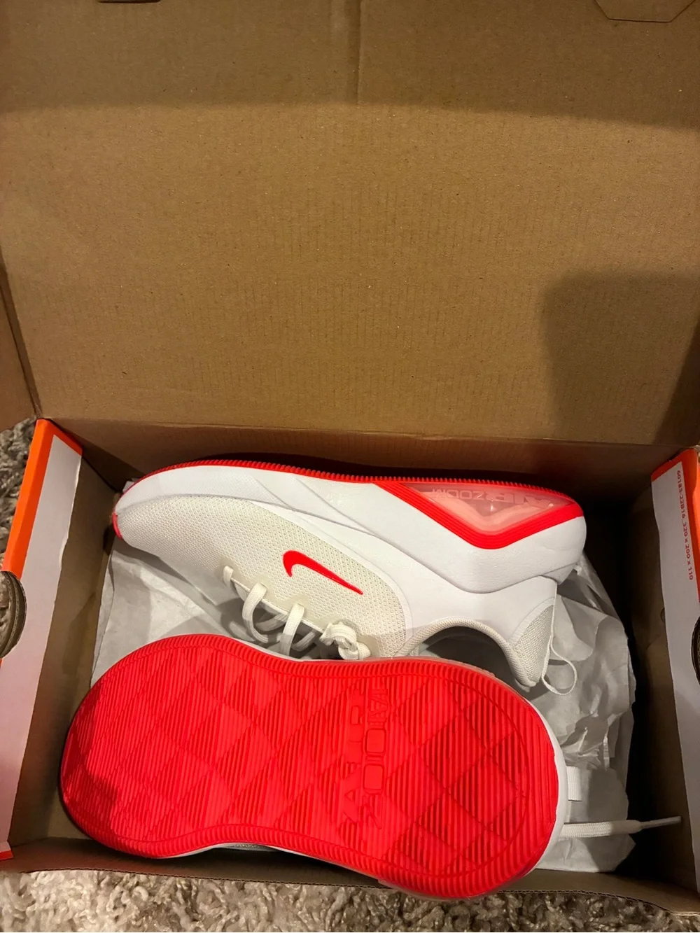 Nike Air Max Bella Women's White Sneakers with Coral-Red Accents
